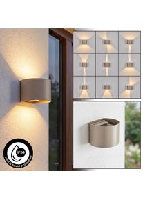 hofstein Tamarin modern round LED outdoor wall light for front door with up and down beam For garden and terrace walls, creates decorative light patterns, 3000 Kelvin light colour and 350 Lumen