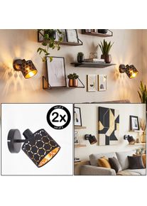 hofstein Alsen wall light set of 2, wall lamp with symmetrical slots, swivel head E14 indoor light with 12 cm diameter shade, retro-vintage look for living room, dining room or hallway
