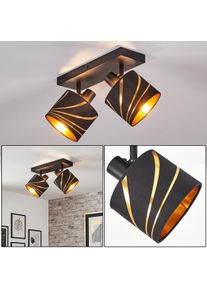 hofstein Modern ceiling spotlight Alsen with two adjustable gold and black fabric shades, E14 Rotating individual lighting elements, E14 sockets, for living room, dining room, bedroom or hallway