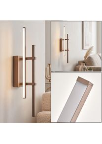 hofstein LED Rectangular Wall Light Kiron with vertical illuminated bar, 3000 Kelvin warm white Metal body in sand-coloured finish with sand-coloured diffuser