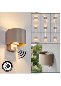 hofstein Tamarin LED outdoor wall light with motion sensor, adjustable up-down beam 3000 Kelvin warm white, 350 Lumen, 6 Watt, 13.5 cm high and 13.5 cm long, for front door and terrace