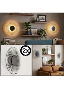 hofstein Liriel LED round wall light set of 2, 30 cm ripple halo for living room Flat circular design with integrated 8 Watt LEDs, 3000 Kelvin warm light and 352 Lumen output