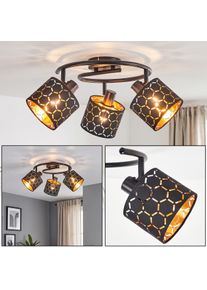 hofstein Alsen 3-light ceiling light, rotating spotlight with cut-out shade pattern Curved ring frame for living room or dining room, E14 sockets and modern retro-vintage style