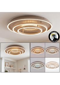 hofstein Melin round LED flush mount ceiling light &Oslash; 51.1 cm with modern triple ring design Sand-coloured metal fixture, clear glass diffuser
