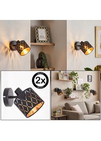 hofstein Alsen adjustable wall spotlight set of 2 with cut-out shade, E14, rotatable head for living room and bedroom, modern retro design, creates decorative light patterns on accent walls