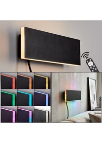 hofstein Rectangular Flat LED Wall Light Axion, RGB edge glow, 3000 Kelvin warm white Metal body, remote control, cord switch, 870 lumen and 11 Watt