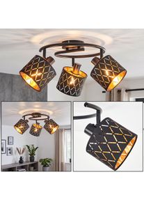 hofstein Alsen 3-light ceiling spotlight with rotatable spot heads, vintage patterned shades E14 ceiling fixture for living room or dining room, modern retro look with decorative light pattern