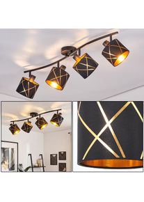 hofstein Opatija ceiling spotlight with 4 separately rotating spot heads, cross-line shades Modern Scandinavian design for dining room or living room, E14 sockets and curved oblong rail