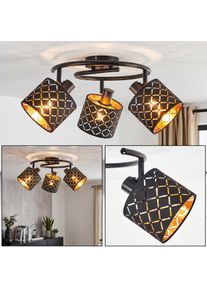 hofstein Tallaboa 3-light ceiling spotlight with rotating E14 cut-out shades gold-tone interior creates warm patterned light for living rooms, dining rooms, hallways and bedrooms
