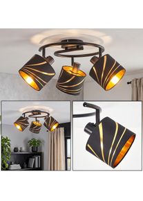 hofstein Alsen 3-light adjustable ceiling light with rotating patterned shades Gold fabric shades, E14, 25 Watt, externally dimmable