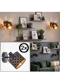 hofstein Wall spotlight Tallaboa set of 2 with geometric perforated black cone shade, swivel head E14 wall sconce for living room, bedroom or hallway with rotating and swivelling spot design