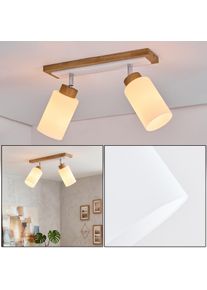 hofstein Alvorn modern 2-light ceiling spotlight with adjustable cylindrical lamp heads, E27 White glass shades, chrome fittings, E27 socket, 60 Watt