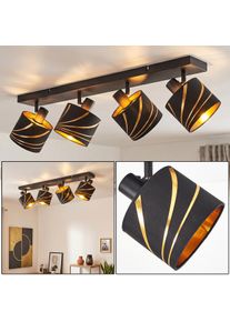 hofstein Alsen 4 spotlight ceiling light, rotating ceiling spotlight bar with E14 sockets modern Scandinavian style for living room and dining room with cylindrical line-pattern shades