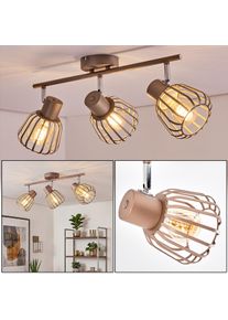 hofstein Keldor retro 3-light ceiling spotlight with adjustable cage-style shades, E27 Open shade design creates decorative light patterns, ideal above seating areas or dining tables