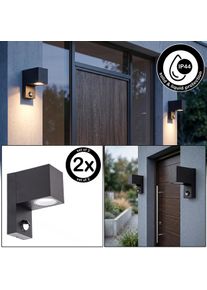 hofstein Modern outdoor wall light Kingstown, set of 2 with angular housing and motion sensor For the entrance, clear glass cover, GU10 fitting, IP44, 35 Watt