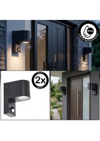 hofstein Kingstown outdoor wall light with motion sensor, GU10 set of 2 for front doors For the house entrance, clear glass, GU10 fitting and IP44