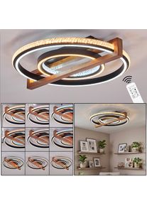hofstein Selani LED ceiling light with remote control, round ring design, 2700-6500 Kelvin 1600 Lumen, 40 Watt, modern flat halo look for living room and dining room