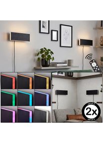 hofstein LED flat wall light Axion, 2-piece set, RGB, 3000 Kelvin warm white, black, white shades Metal design with direct and indirect lighting
