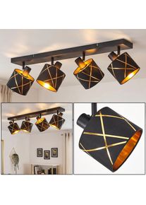hofstein Opatija adjustable ceiling spotlight, 4-light track bar with geometric patterned shades Separate rotating lighting elements for directed illumination in dining room or living room, E14 sockets