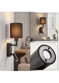 hofstein Turil LED wall reading light for bedside with rotatable lamp head and switch Cylindrical shade with separate focused spot, 3000 Kelvin light, 180 Lumen, modern Scandinavian style