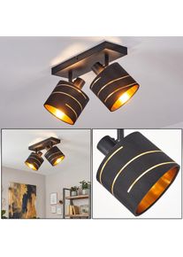 hofstein Alsen 2-light ceiling spotlight with cylindrical cut-out shade design, E14, modern separately rotating light heads for living room and dining room in retro-vintage style