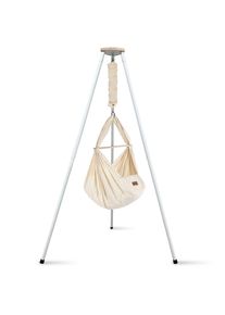 Schmusewolke Federwiege, Wei&szlig;, Beige, Holz, Metall, Textil, Buche, 135x194x135 cm, wendbar,Deckenmontage m&ouml;glich, Feder mit Sicherheitsseil, Babym&ouml;bel & Kinderm&ouml;bel, Babyzimmer, Babybetten, Stubenwagen & Babywiegen