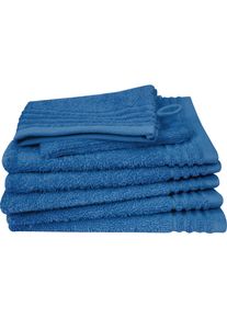 Waschhandschuh Dyckhoff "Waschhandschuh-Set BRILLANT 6-tlg., Baumwolle, 550 g/m&sup2;", blau, B:16cm L:21cm, Frottier, Baumwolle, Handt&uuml;cher, Waschhandschuh, Baumwolle