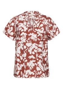 Kurzarmbluse Kaffe CURVE "Damen Kurzarm-Bluse KCevia", Damen, Gr. 54, rot (henna chalk flower), Obermaterial: 87% Viskose LENZING ECOVERO CV LenzEcov. 13% Nylon NY., Blusen Kurzarmbluse