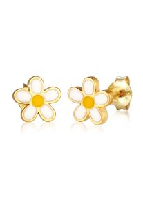 Paar Ohrstecker Elli "Ohrringe Kinder Blume Flower Emaille 925 Silber" Gr. 8, gold, Ohrringe, M&auml;dchen, 8, ohne Stein, Silber 925 (Sterlingsilber), Paar Ohrstecker