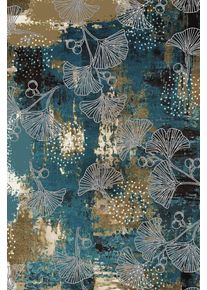 Leinwandbild queence "Ginkgo in Gold und T&uuml;rkis, Canvas Bild von Hand bespannt", farbe bild(er): gold,t&uuml;rkis,gr&uuml;n,dunkelgr&uuml;n,schwarz,wei&szlig;, B:30cm H:40cm T:2cm, Bilder, Leinwandbild, Zeitlose Ginkgo-Motive in hellen Farben