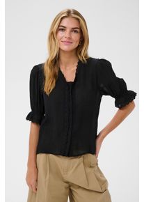 Kurzarmbluse Saint Tropez "KristelSZ Shirt", Damen, Gr. XL, schwarz, Web, Obermaterial: 80% Viskose, 20% Polyacryl, unifarben, normal, V-Ausschnitt, Blusen Kurzarmbluse