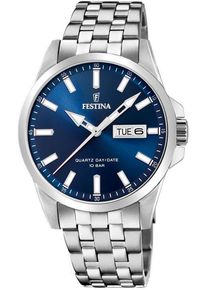 Quarzuhr Festina, silber (silberfarben, blau), Armbanduhren, Damen, Quarzuhr, Armbanduhr, Herrenuhr, Damenuhr, Edelstahlarmband, bis 10 bar wasserd.