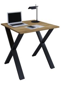 Schreibtisch Vcm "Schreibtisch B&uuml;rotisch Computertisch 80x80 Lona X", braun (schwarz, honig, eiche), B:80cm T:80cm, Tische, Schreibtisch