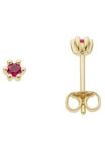 Paar Ohrstecker Firetti "Schmuck Geschenk Gold 333 Ohrschmuck Farbstein Edelstein Rubin", gold (gelbgoldfarben, rot, rot), Ohrringe, Damen, 3mm, Gelbgold 333, Paar Ohrstecker, mit Rubin