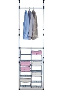 Teleskopregal Ruco, schwarz (aluminiumfarben, silber, schwarz), B:70cm H:250cm T:30cm, Aluminium, Regale, Teleskopregal, Aluminium/Kunststoff, h&ouml;henverstellbar von 250 - 300 cm