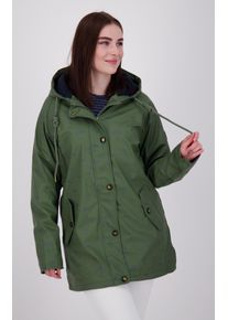 Regenjacke ANKERGLUT "Friesennerz ankerglutsea Regenmantel, Longjacket", Damen, Gr. 48 (XL), gr&uuml;n (dunkelgr&uuml;n), Web, Obermaterial: 100% Polyurethan. Futter: 100% Polyester, figurumspielend h&uuml;ftbedeckend, gerader Abschluss mit Druckknopf, Jacken Regenjacke, auch in Gro&szlig;en Gr&ouml;&szlig;en erh&auml;ltlich