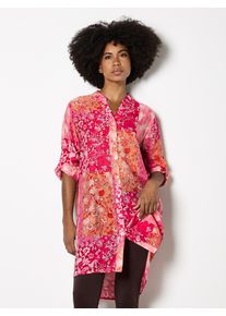 Hemdbluse Apricot "Hemdbluse", Damen, Gr. XS (34), pink, gewoben, Obermaterial: 70% Viskose CV. 30% Nylon NY., gemustert, V-Ausschnitt, Krempel&auml;rmel, Blusen Hemdbluse, im Patchwork-Design
