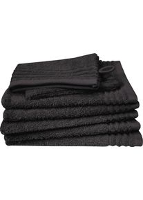 Waschhandschuh Dyckhoff "Waschhandschuh-Set BRILLANT 6-tlg., Baumwolle, 550 g/m&sup2;", schwarz, B:16cm L:21cm, Frottier, Baumwolle, Handt&uuml;cher, Waschhandschuh, Baumwolle
