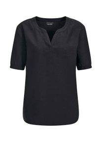 Schlupfbluse GOLDNER "Blusenshirt mit feiner Streifenstruktur", Damen, Gr. 46, schwarz, Obermaterial: 100% Polyester PES., gerade, V-Ausschnitt, Blusen Schlupfbluse, figurschmeichelende Schnittf&uuml;hrung