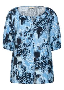 Kurzarmbluse Kaffe CURVE "Halblange &Auml;rmel KCaliana", Damen, Gr. 54, blau (blau flower animal), Obermaterial: 85% Viskose CV. 15% Nylon NY., Blusen Kurzarmbluse