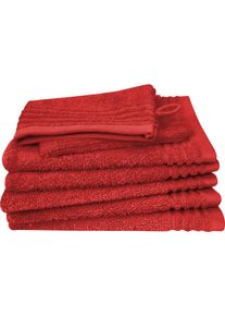 Waschhandschuh Dyckhoff "Waschhandschuh-Set BRILLANT 6-tlg., Baumwolle, 550 g/m&sup2;", kirsche, B:16cm L:21cm, Frottier, Baumwolle, Handt&uuml;cher, Waschhandschuh, Baumwolle