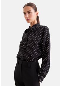 Klassische Bluse Seidensticker, Damen, Gr. XS (34), schwarz, 100% Viskose, gemustert, gepunktet, regular fit, ohne Ausschnitt, Blusen Klassische Bluse, 1/1 Kragen Druck