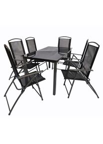Garten-Essgruppe Vcm "7-tlg Sitzgruppe Gartenm&ouml;bel Tisch St&uuml;hle Set 140S", schwarz, B:140cm T:80cm, Obermaterial: 100% Metall MT., Sitzm&ouml;bel-Sets, Garten-Essgruppe