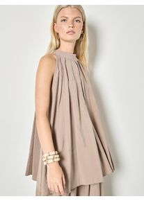 Longbluse Apricot "Tunika-Oberteil", Damen, Gr. M (38), grau (stein), gewebt, Obermaterial: 87% Viskose CV. 13% Polyester PES., uni, Blusen Longbluse, mit Falten