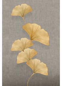 Leinwandbild queence "Goldener Ginkgo, Canvas Bild von Hand bespannt", farbe bild(er): gold,grau, B:80cm H:120cm T:2cm, Bilder, Leinwandbild, Zeitlose Ginkgo-Motive in hellen Farben