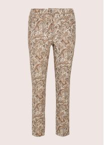 Madeleine Mode Chinos MADELEINE "Druckhose Jerseyhose mit Paisley-Muster", Damen, Gr. 22, N + K Gr, braun (braun, wei&szlig;), Obermaterial: 97% Baumwolle CO. 3% Elasthan EL., Modern, schmal, Hosen Chinos, Paisley-Druckhose