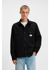 Langarmhemd Hugo "Ekynone", Herren, Gr. XXL, N-Gr, schwarz (schwarz001), Web, Obermaterial: 100% Baumwolle, relaxed fit, hoch geschlossener Ausschnitt, eingesetzt 1-Knopf-Manschette, Hemden Langarmhemd, mit Brusttaschen