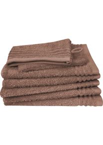 Waschhandschuh Dyckhoff "Waschhandschuh-Set BRILLANT 6-tlg., Baumwolle, 550 g/m&sup2;", nuss, B:16cm L:21cm, Frottier, Baumwolle, Handt&uuml;cher, Waschhandschuh, Baumwolle