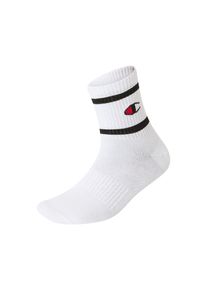 Socken Champion, Damen, Gr. 39-42, wei&szlig; (wht, wht, wht, ns), Materialmix, geringelt, unifarben, elastisch, Socken Socken, 3er-Pack, mit Logoschriftzug, unifarben-geringelte Optik