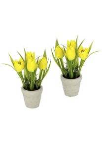Kunstblume I.GE.A. "Tulpe", gelb, B:10cm H:19cm L:10cm, Kunstpflanzen, Kunstblume, Im Keramiktopf, 2er Set
